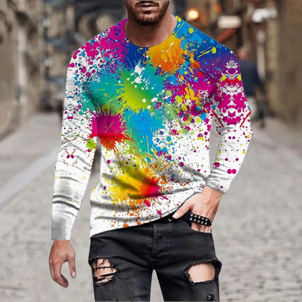 قميص رجالي بأكمام طويلة مطبوع  - مراجعة Men'S Fashion T Shirts وسعره