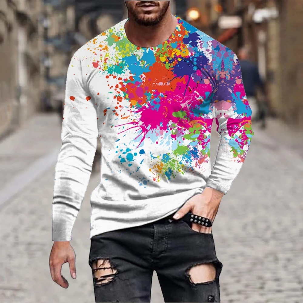 قميص رجالي بأكمام طويلة مطبوع  - مراجعة Men'S Fashion T Shirts وسعره
