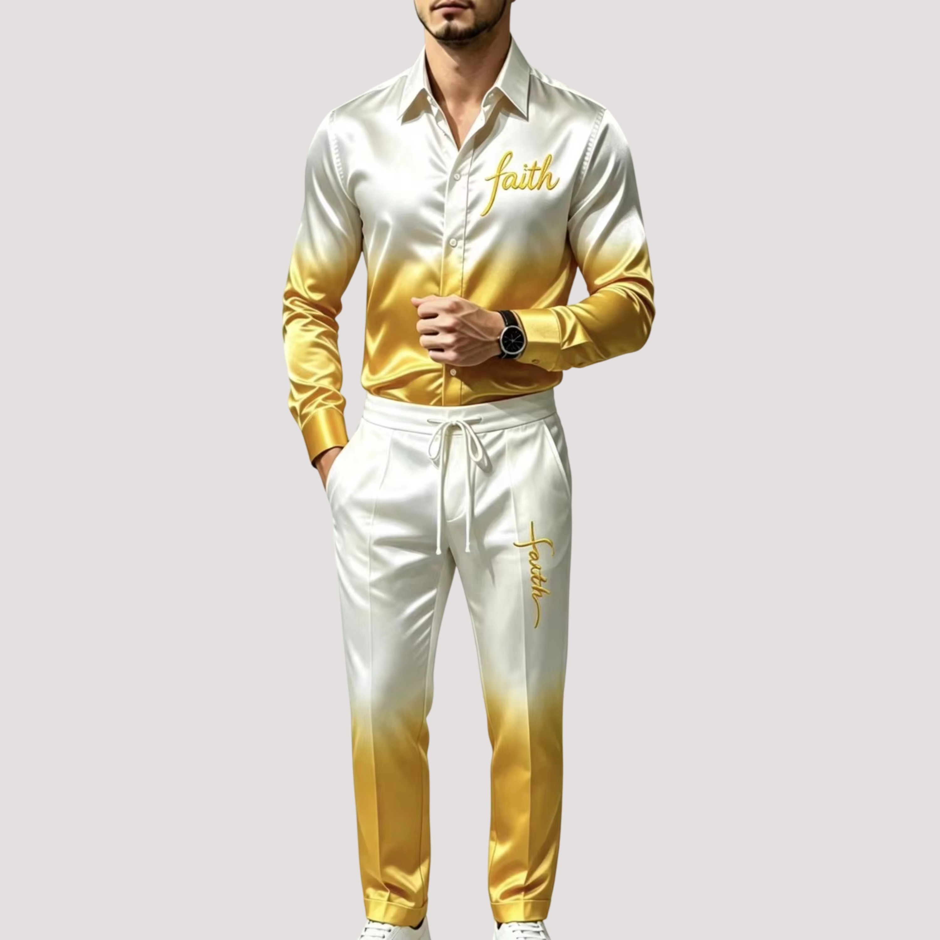 بدلة رياضية رجالية من الساتان  - مراجعة Mens Fashion Clothes وسعره