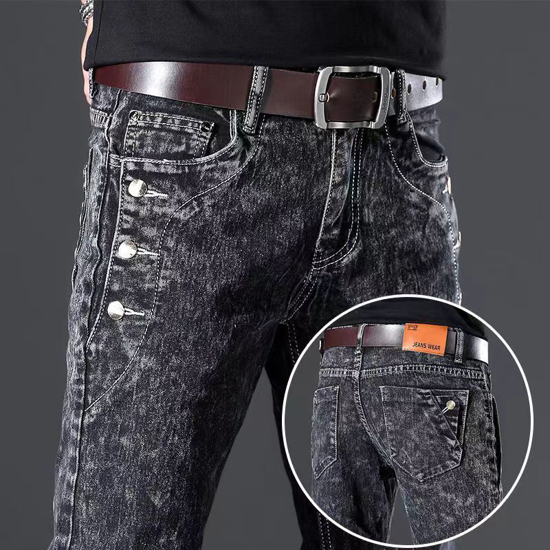 الكلاسيكية ضئيلة خمر أزياء الر - مراجعة Men'S Fashion Grey Jeans وسعره