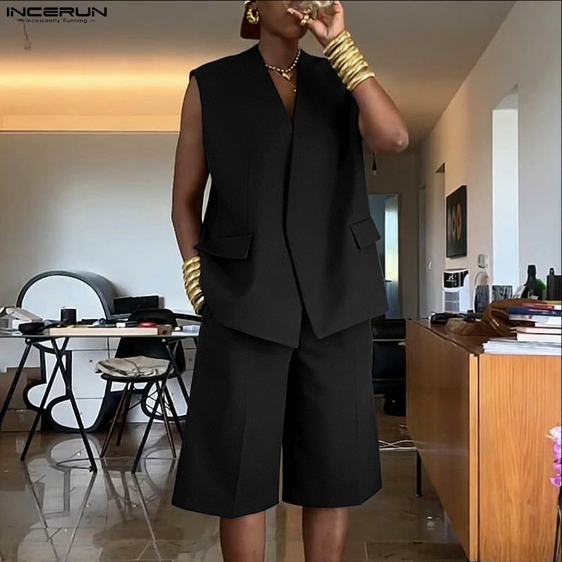 طقم رجالي من INCERUN بلون موحد - مراجعة Mens Fashion Summer وسعره